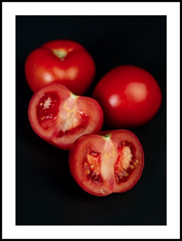 Posteran Plakat Pomidory Na Czarnym Tle