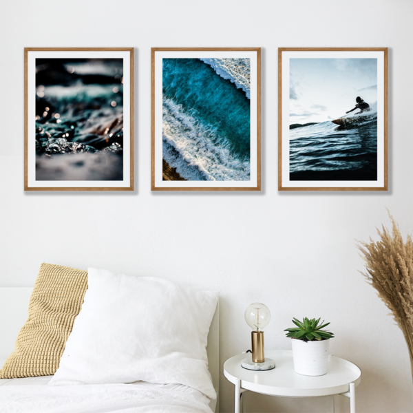 Plakaty 3 szt. Fale Oceanu Posteran Plakaty Obrazy