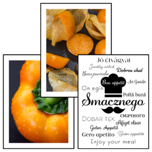 Posteran Plakaty 3 szt. Smacznego Na Pomarańczowo