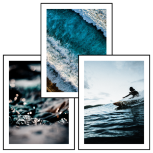 Posteran Plakaty 3 szt. Fale Oceanu