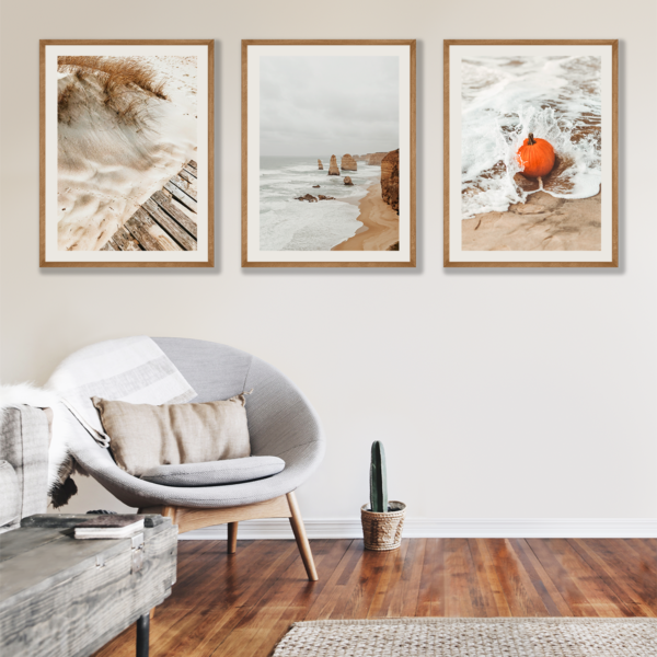 Plakaty 3 szt. Jesień Nad Morzem Posteran Plakaty Obrazy
